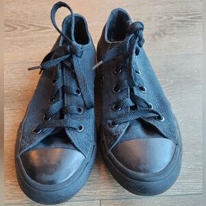 Converse All Star Black Canvas Kids Sneakers Classic Low-Top Youth Size US 1